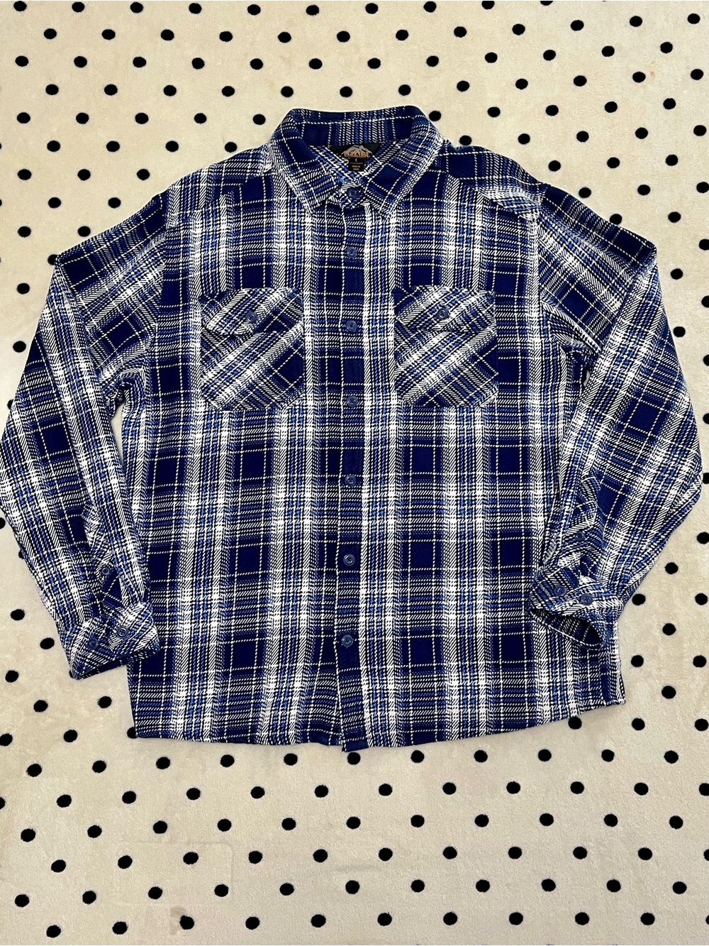 Pacific Trail Blue Plaid Brawny Blanket Flannel Shirt Size L